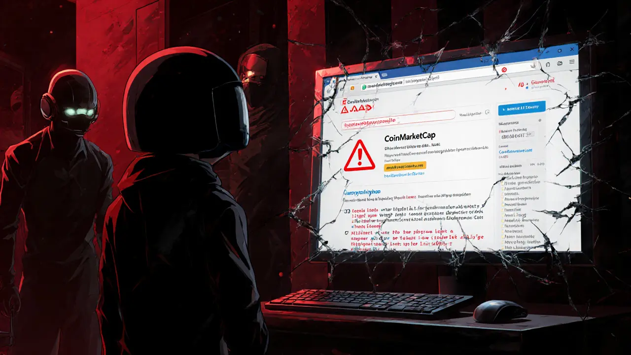 A hacker's phishing site lures a user, highlighting red warning symbols.