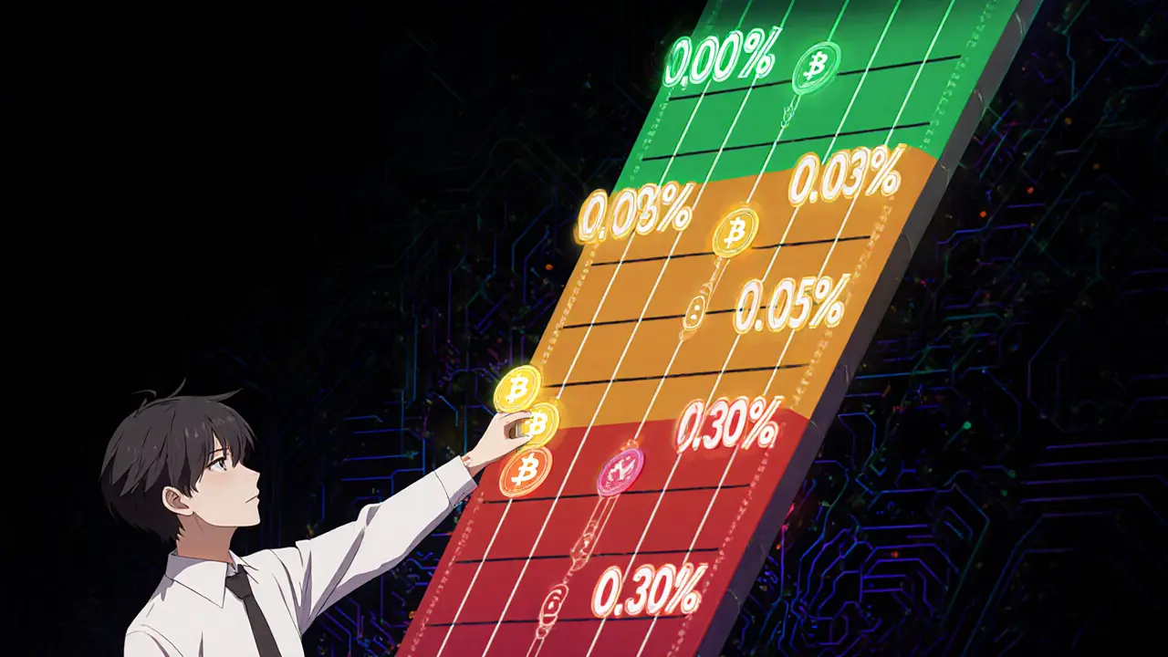 Anime illustration of D5&#039;s grid system with a price ladder and token orders in three grid bands.