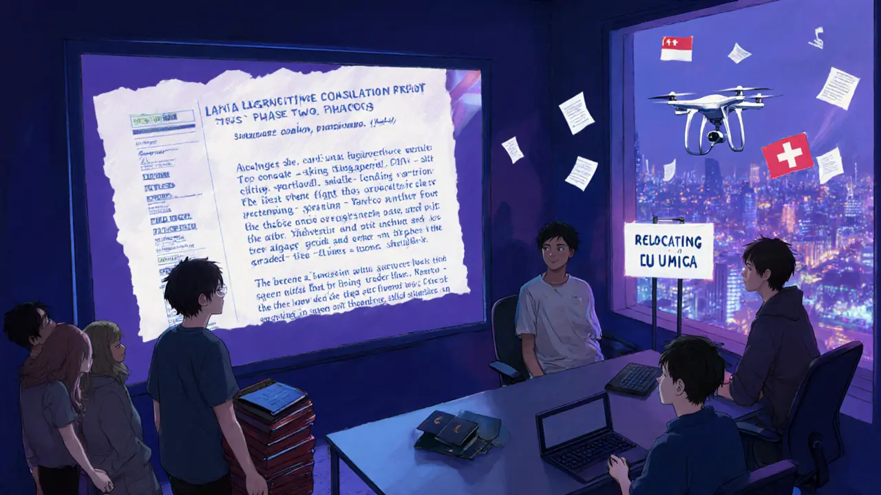 Crypto developers in a London office face uncertain regulations while one prepares to leave the country.