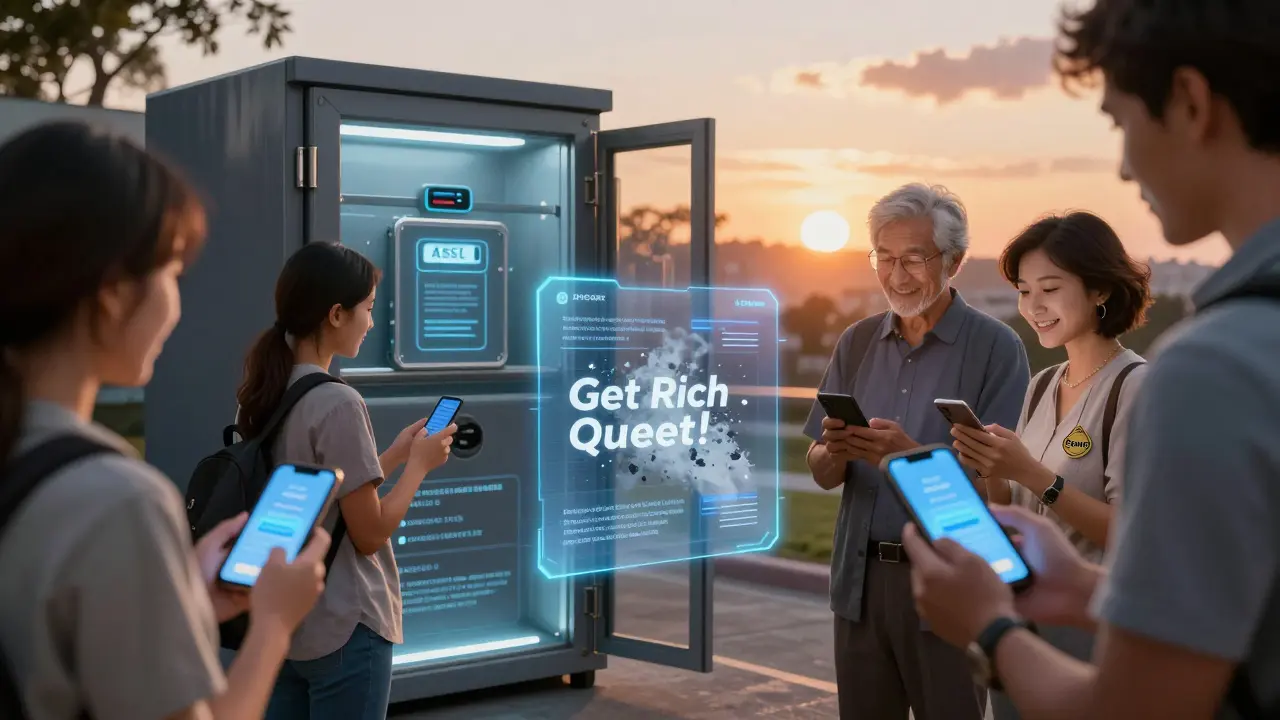 Australians verifying crypto exchange licenses on holograms while scam ads crumble into ash