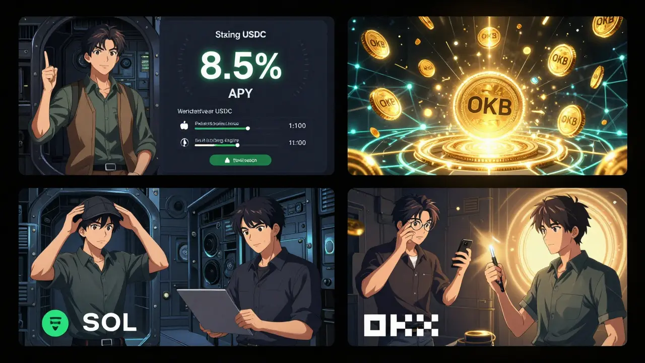Trader managing staking, futures, swaps, and NFT minting through a seamless OKX interface.