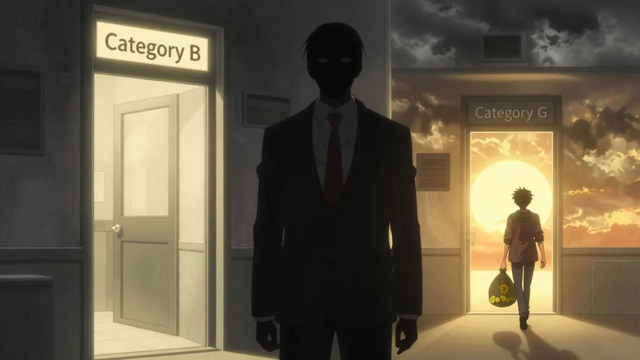 A figure walks away from tax-free crypto gains while another faces heavy taxation, symbolizing investor categories in Portugal.