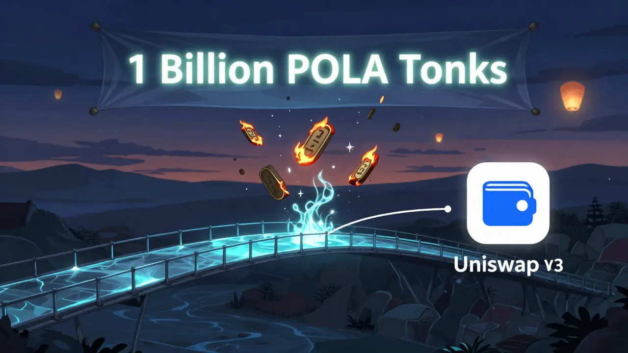 A fragile glass bridge connects a wallet to a thin liquidity pool, with burned tokens turning to ash in the background.