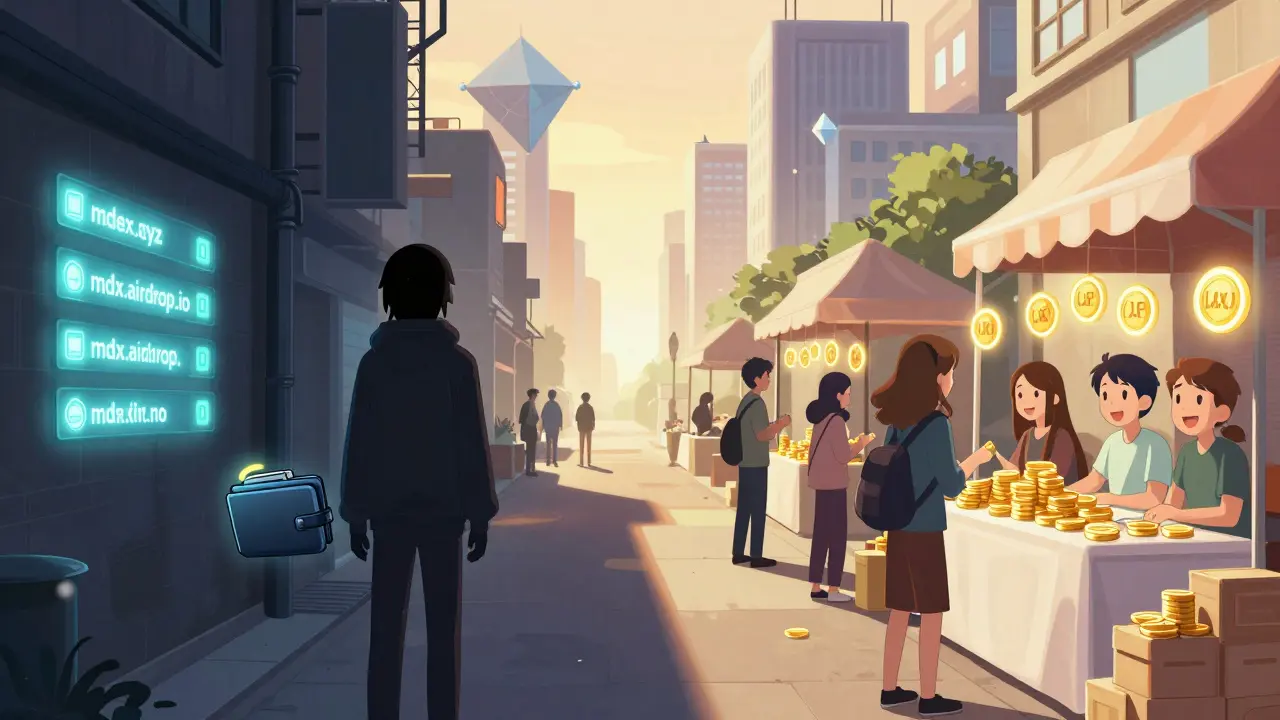 Contrasting paths: one leading to wallet theft, the other to safe MDX rewards through liquidity staking.