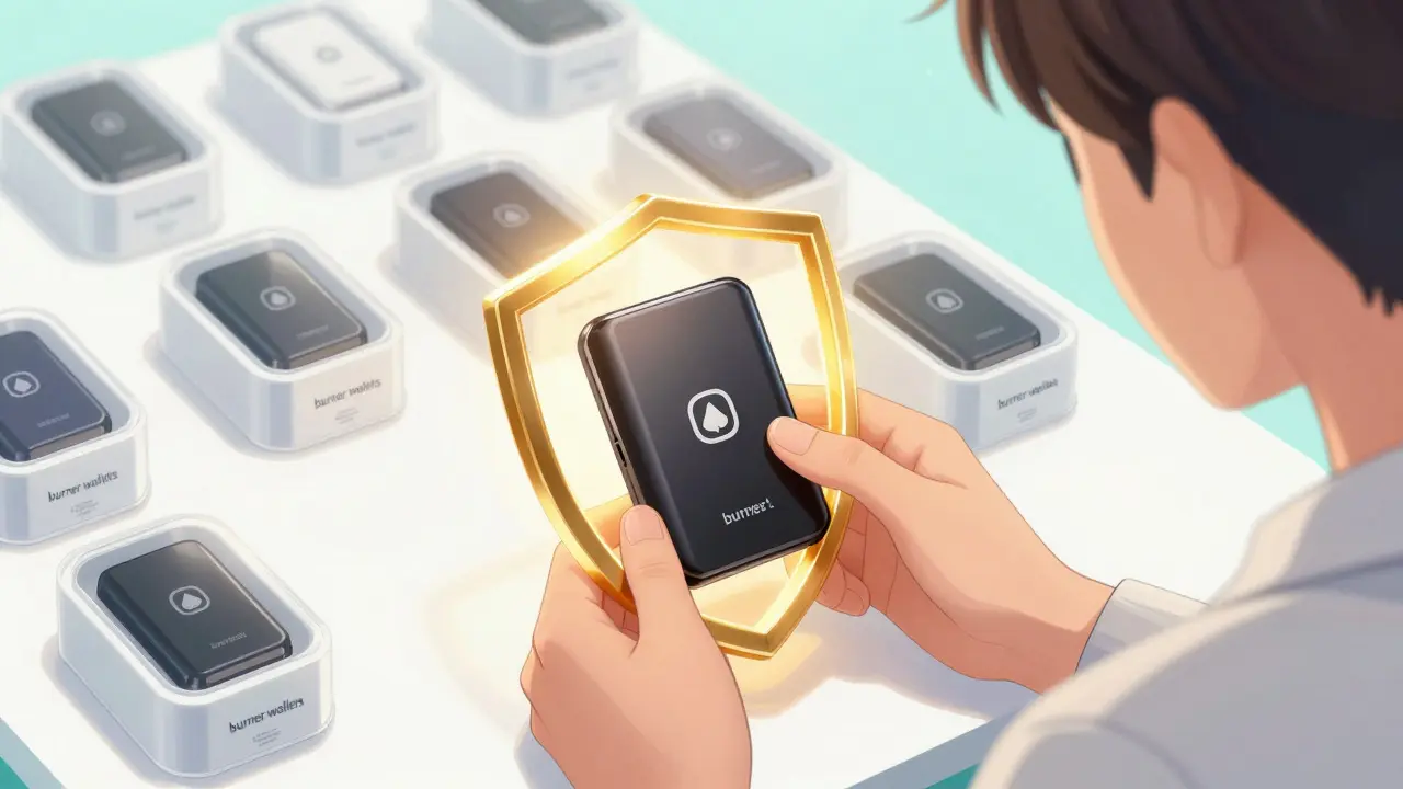 Anime character using a hardware wallet to create a protective golden shield over assets.