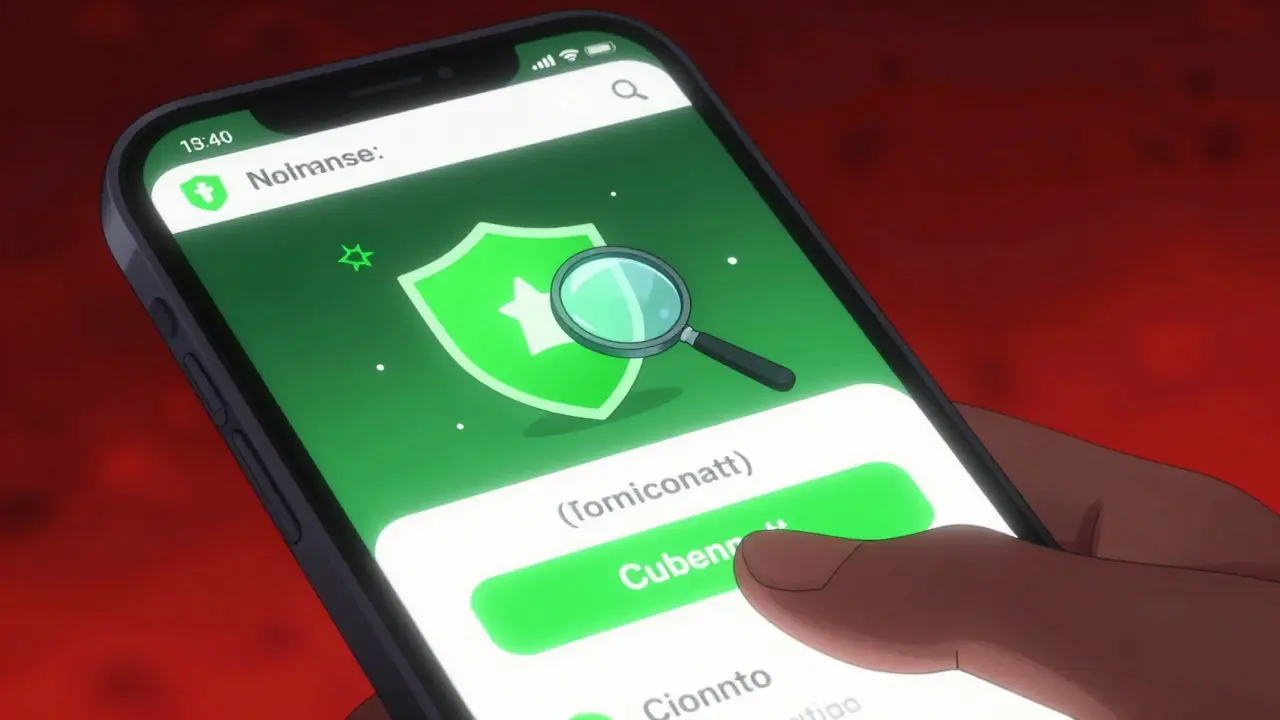 Anime art showing a hand stopping a click on a phishing website.