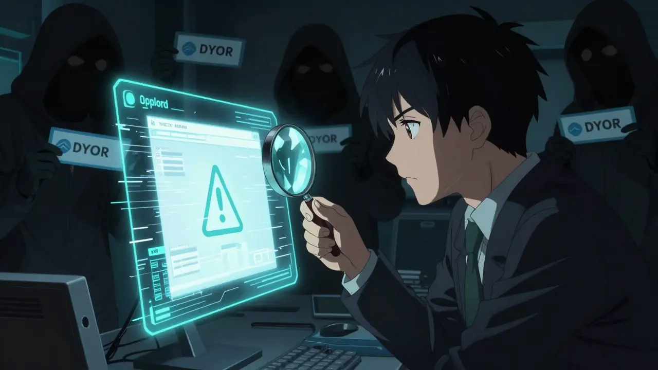 Anime detective verifying crypto safety against scam threats