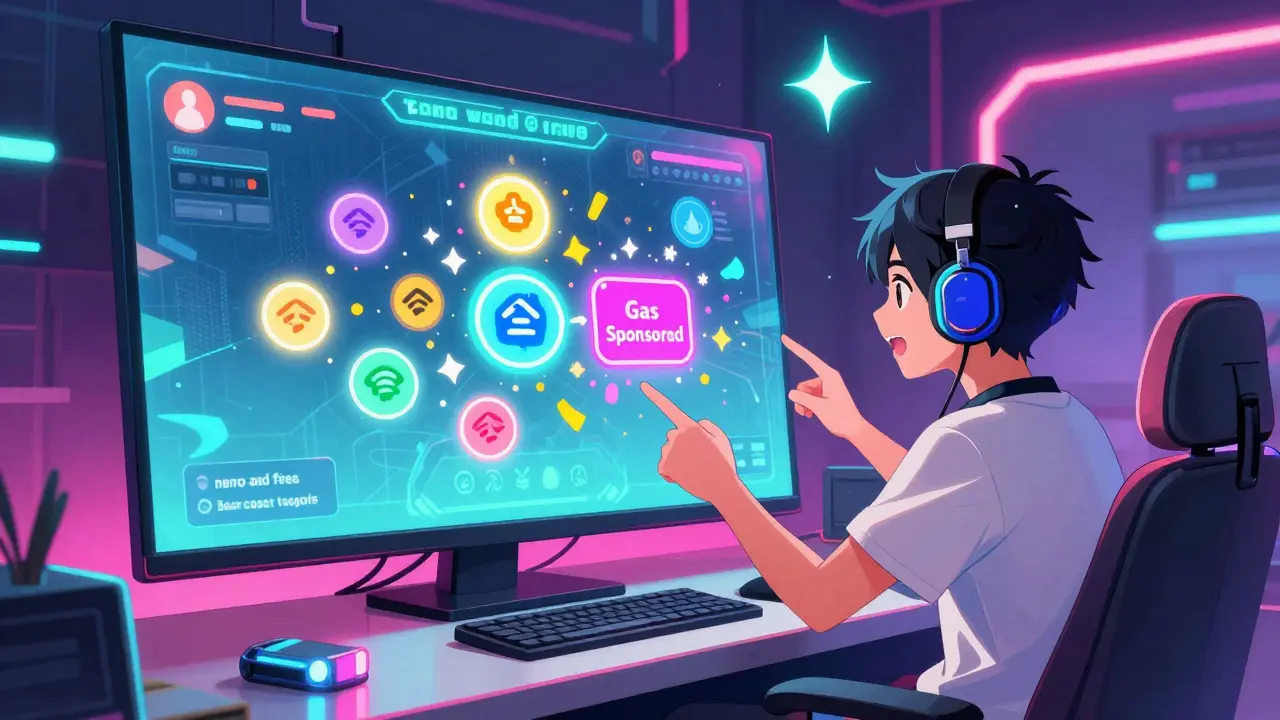 Anime gamer enjoying gas-free blockchain experience