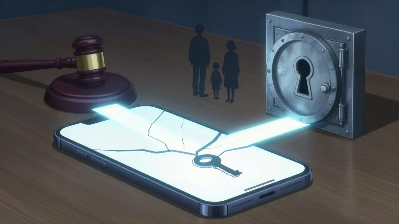 Cracked phone showing diverging paths for divorce and estate planning