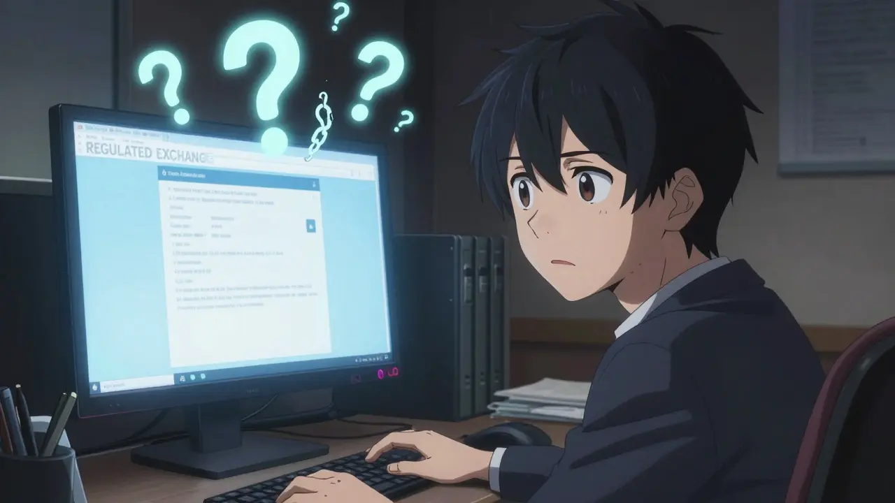 Trader looking at vague regulated exchange claims on screen