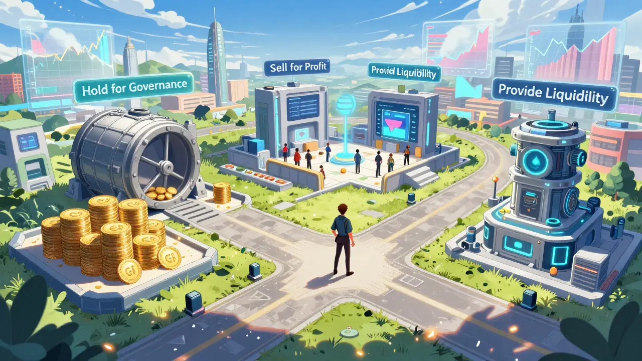 Anime character choosing strategy for holding or selling crypto tokens