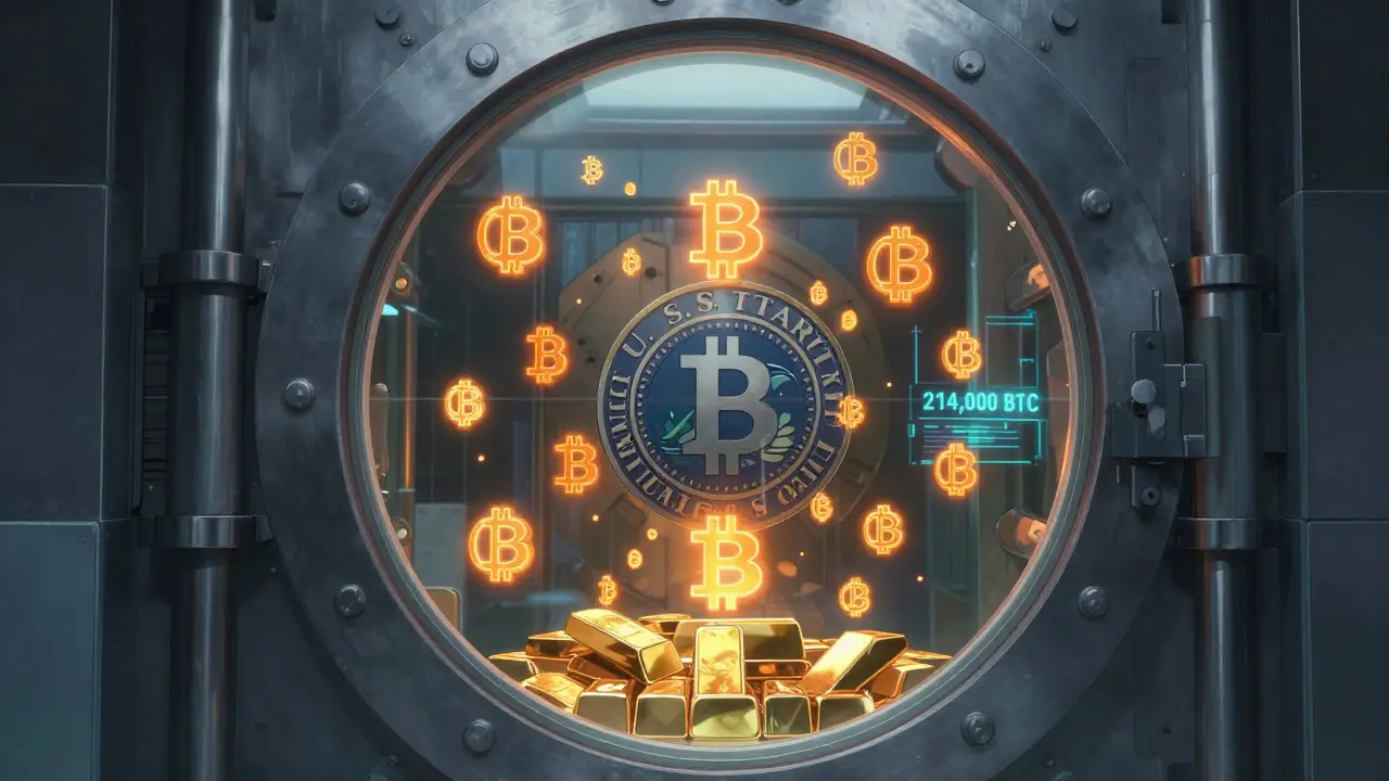 Glowing Bitcoin reserve vault in anime art style