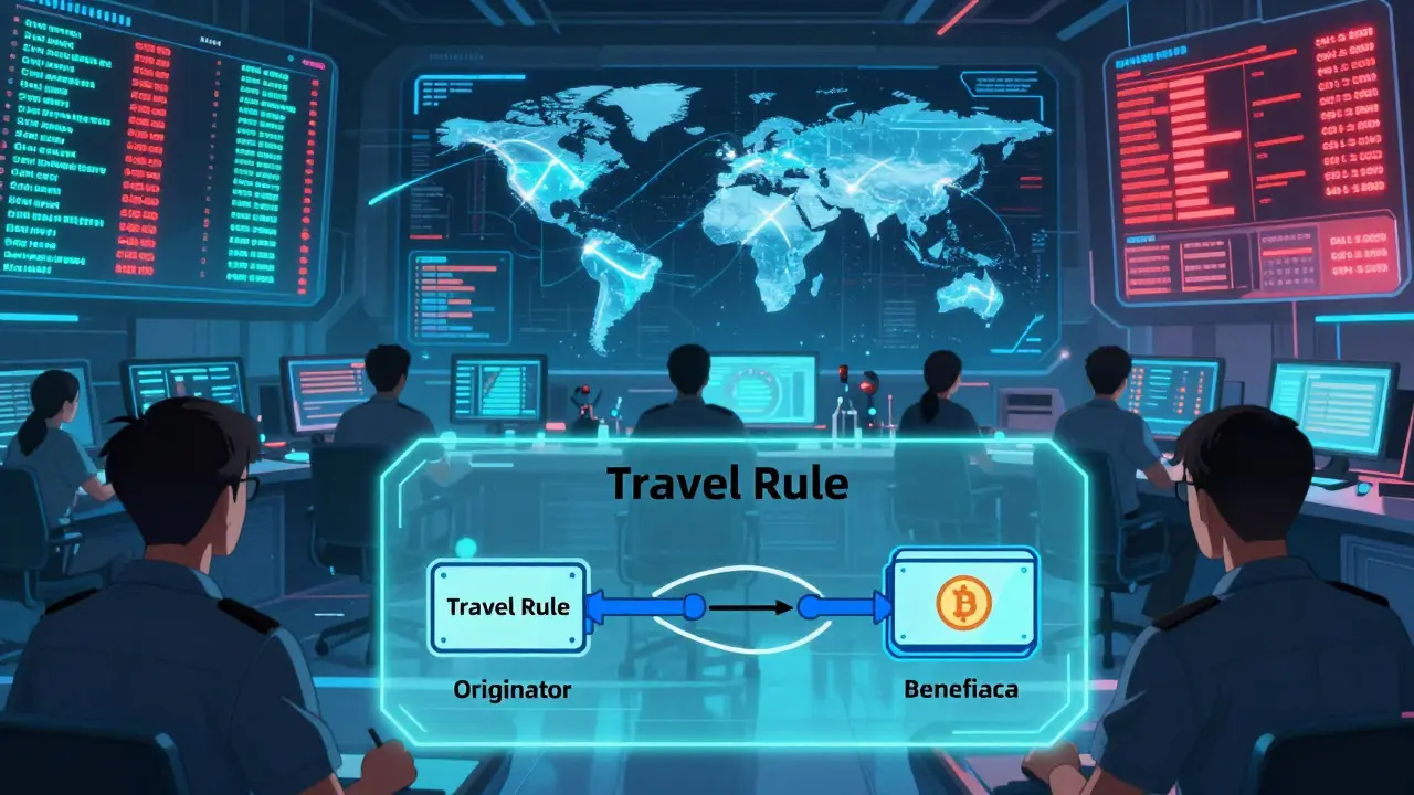 Anime depiction of Travel Rule data sharing between exchanges