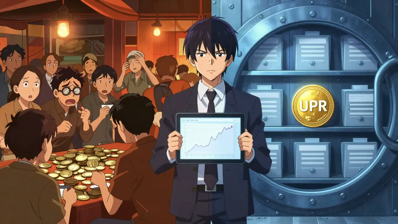Anime illustration comparing crypto liquidity issues with secure file storage