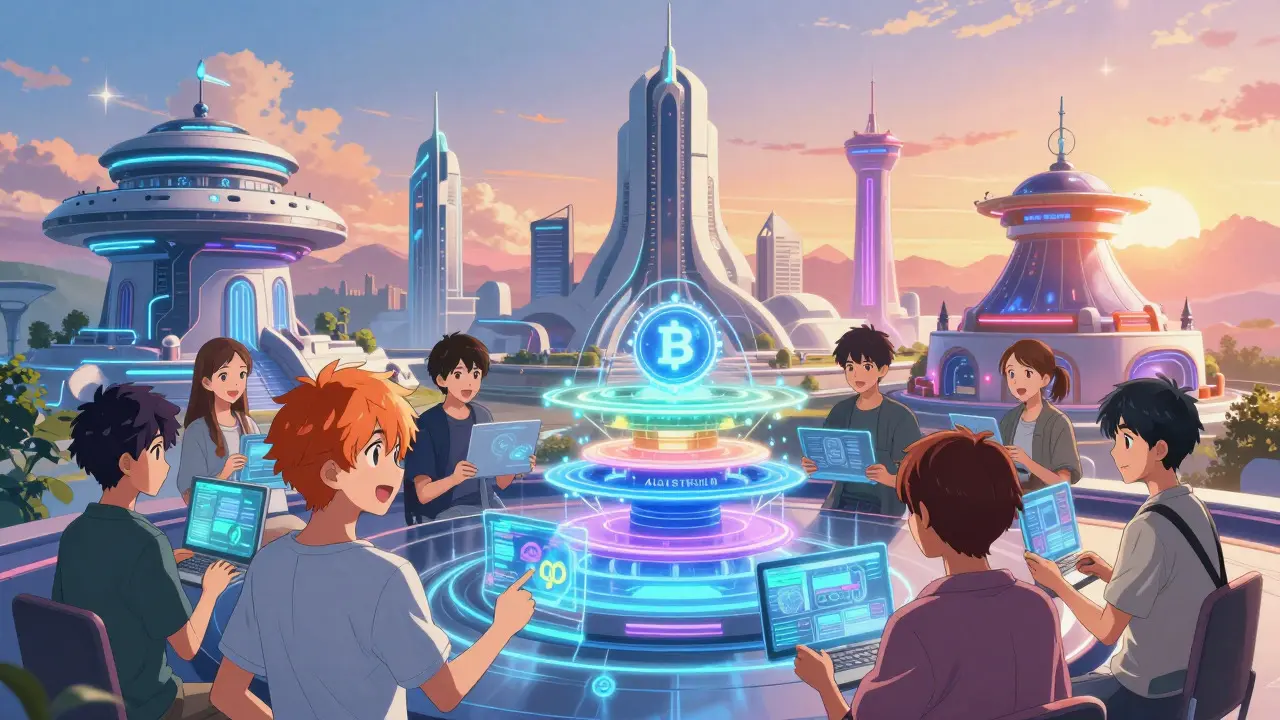 Developers interacting with seamless holographic modular blockchain networks