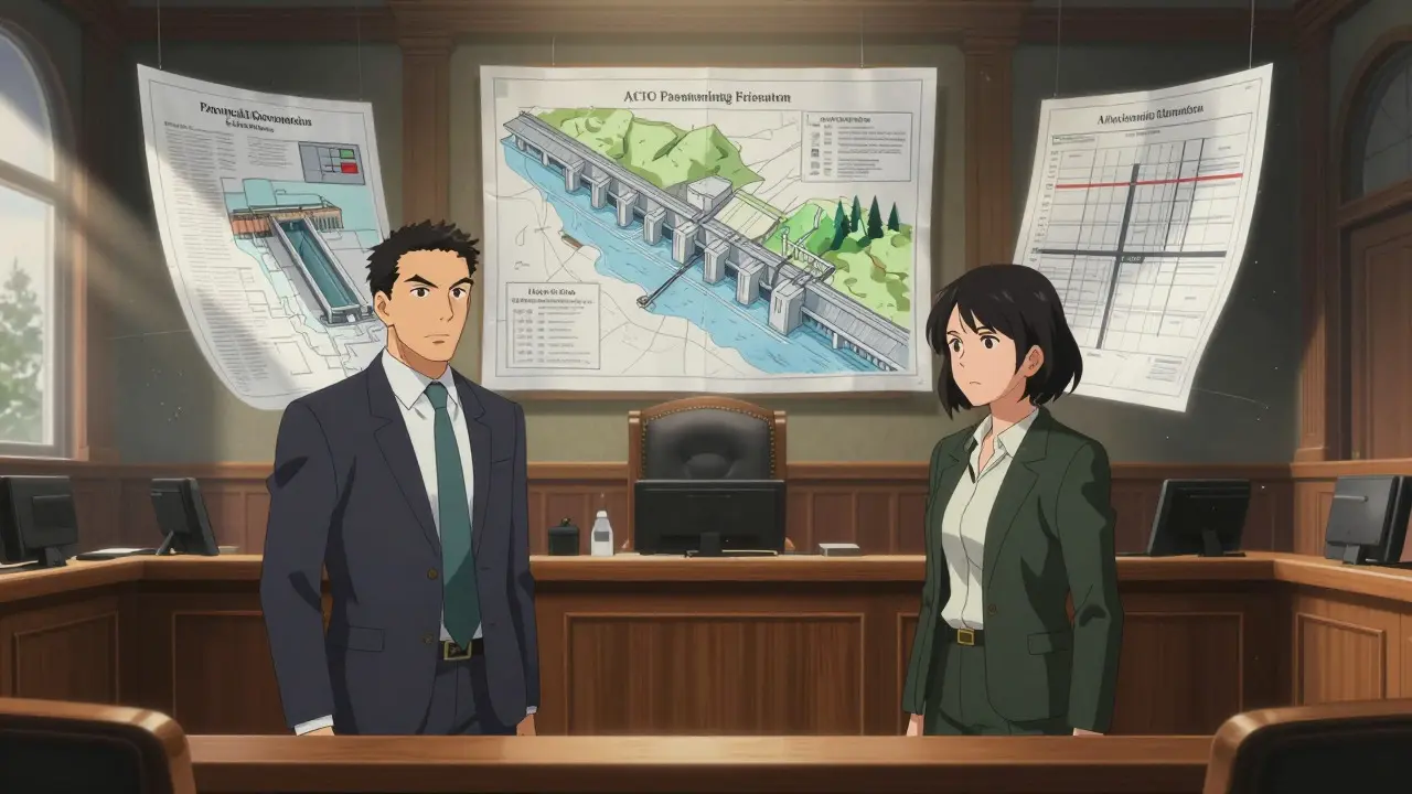 Anime courtroom drama depicting a ruling on crypto mining power access