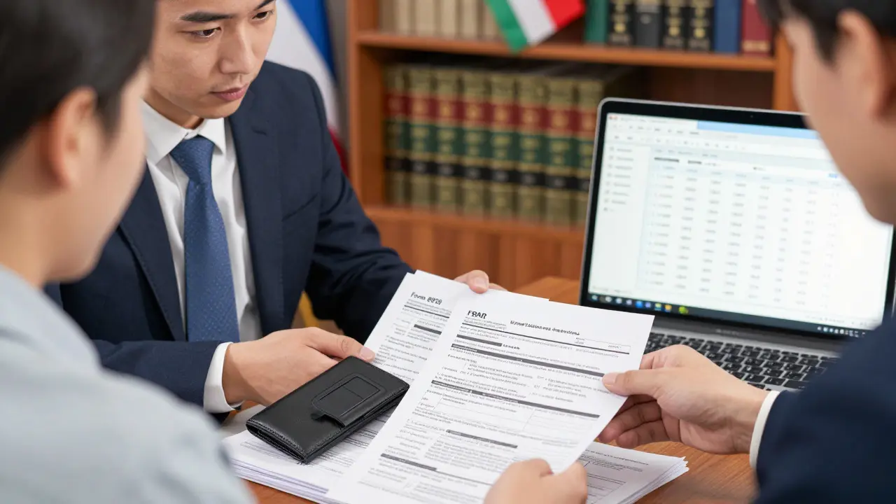 Anime style CPA helping expat file FATCA forms