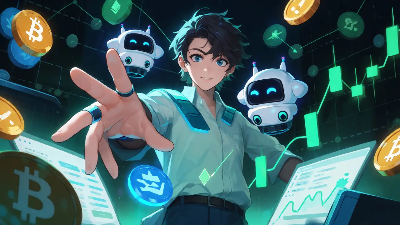 Anime trader using bots and charts on Coinlim exchange