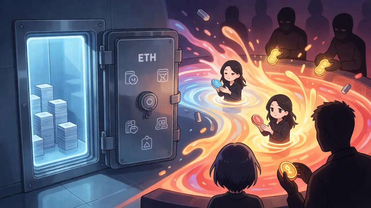Anime visualization of ETH collateral vaults and stability pool dynamics