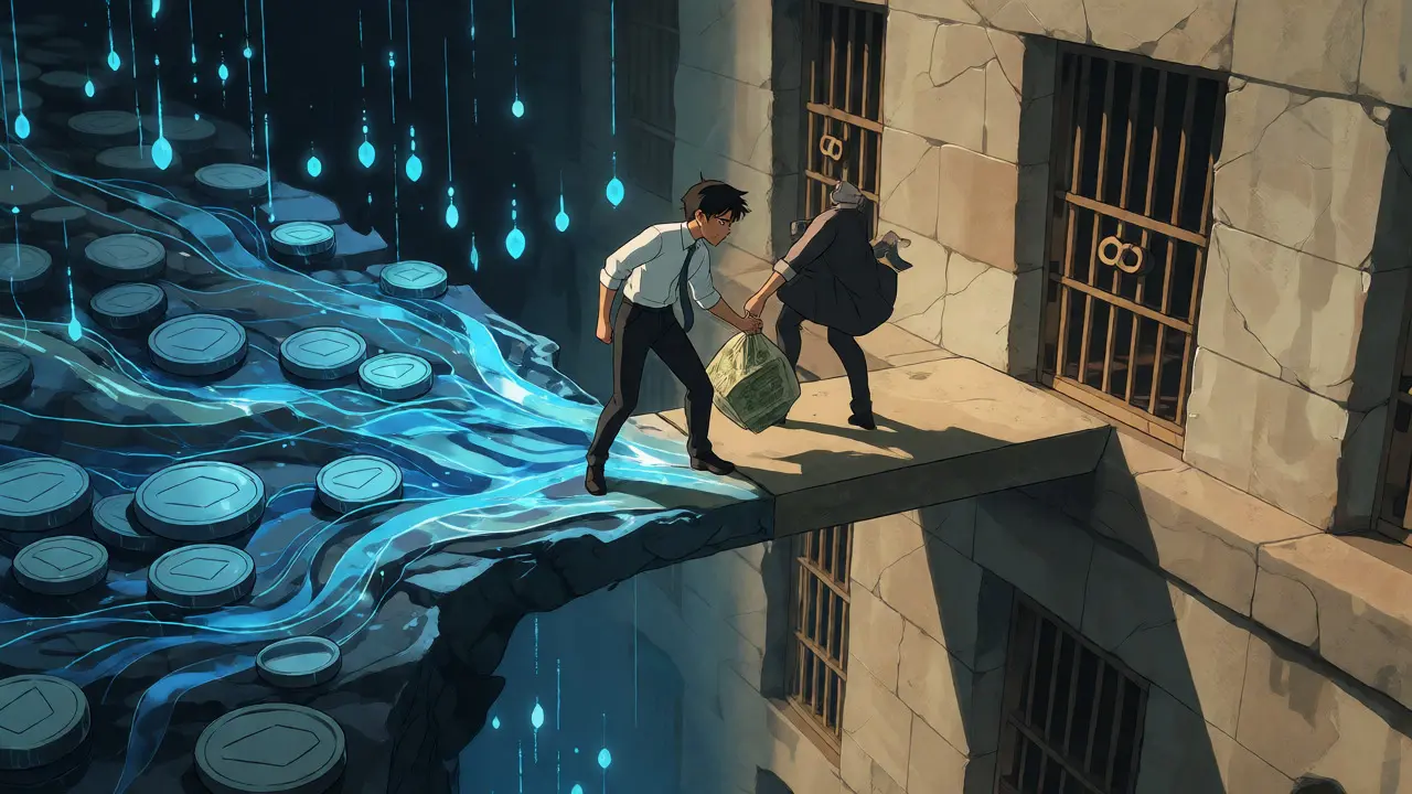 Anime character bridging PVARA crypto rules and SBP banking restrictions