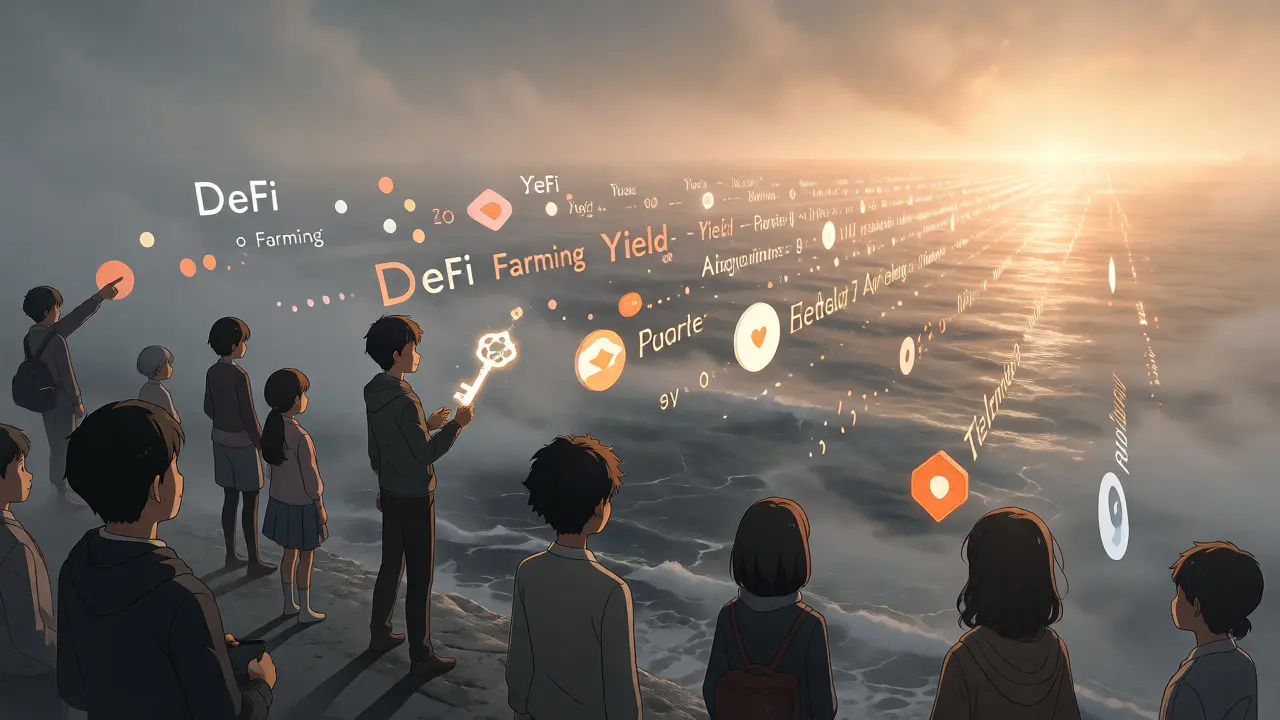 Anime characters facing a misty digital ocean, symbolizing the journey from complexity to clarity.