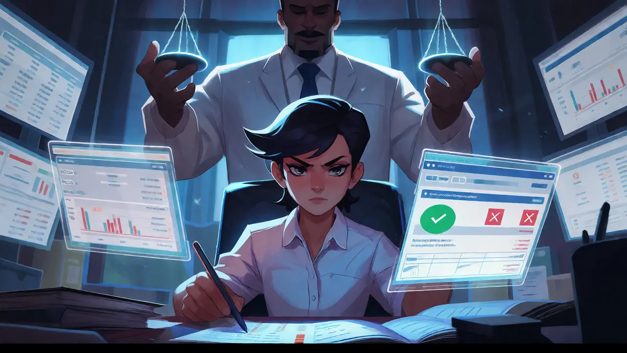 Anime depiction of a user organizing digital asset records under the watchful eye of tax authorities for compliance.