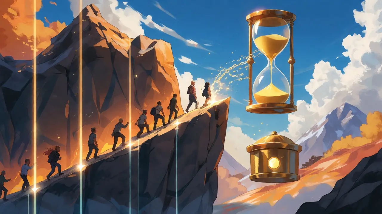 Anime metaphor for four-year token vesting schedule and cliff