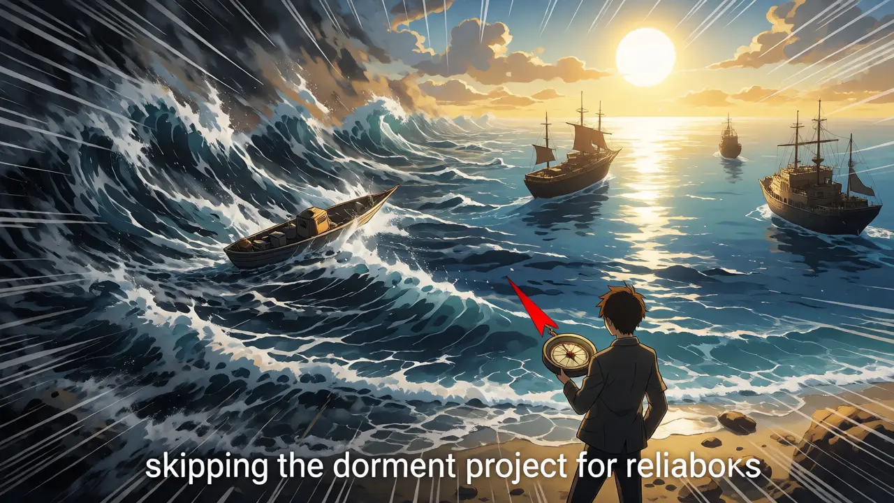 Anime protagonist choosing calm ocean over stormy crypto seas